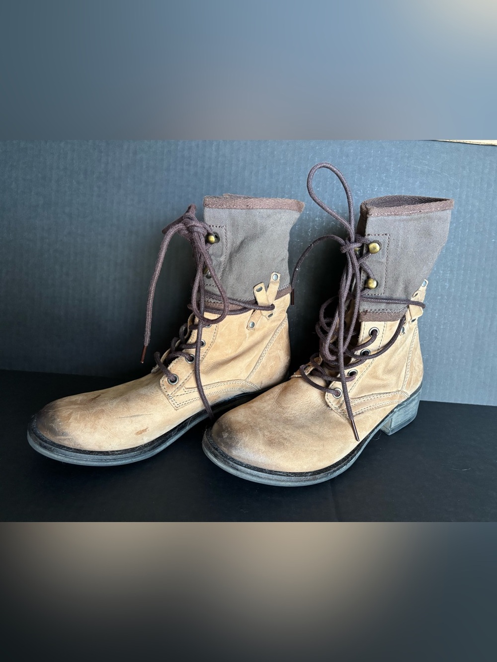Molli Two-Tone Brown Combat Boots